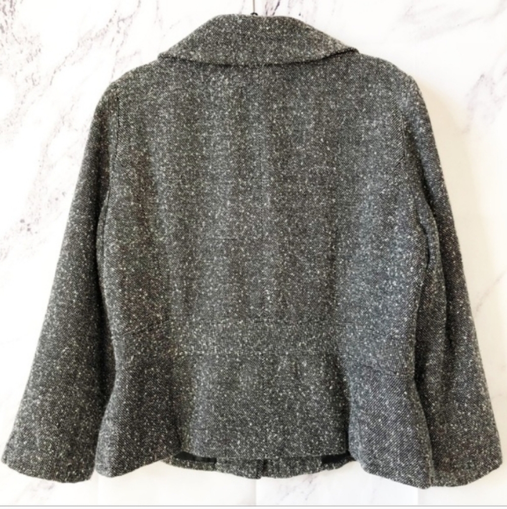 Sandro Sportswear Tweed Peplum Zip Mock Collar, Sz M - Picture 2 of 6
